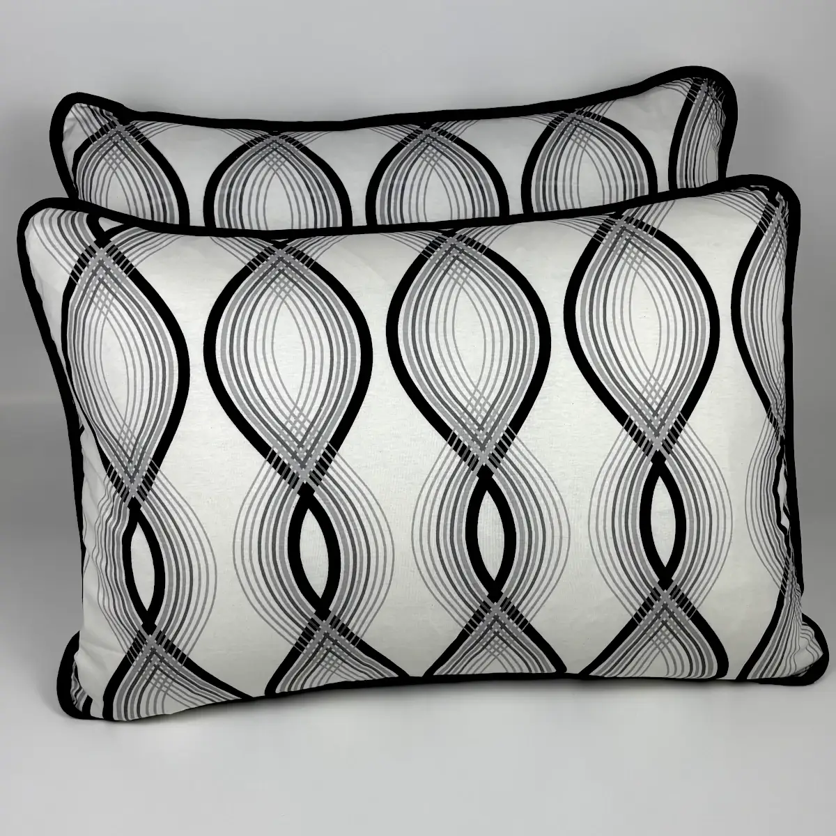 Par de Fronhas Malha Geométrica Ondulada Preto – Colloda