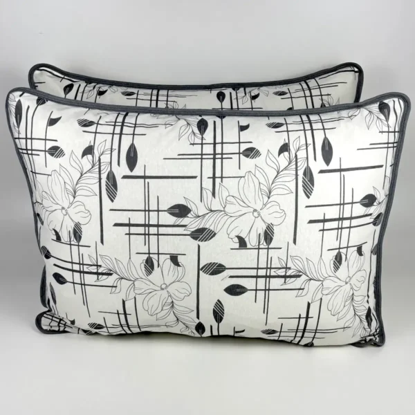 Par de Fronha de Malha Linha Minimalista Cinza