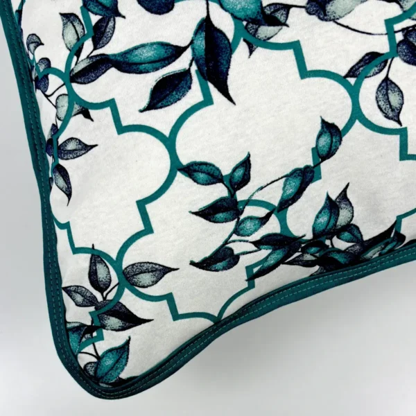 Par de Fronha de Malha Treliça Imperial Verde Erva - Detalhe do viés