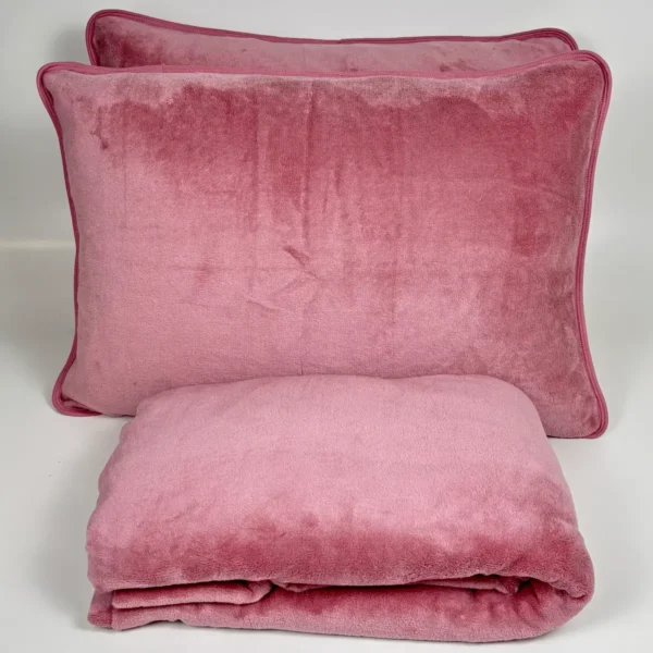 Jogo de Cama 3 Peças Plush Liso Rosa Antigo - 2