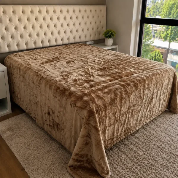 Coberdrom de Plush Queen Bege Champagne Cobertor Luxo Premium - 3