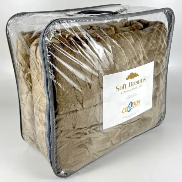 Coberdrom de Plush Queen Bege Champagne Cobertor Luxo Premium - 4
