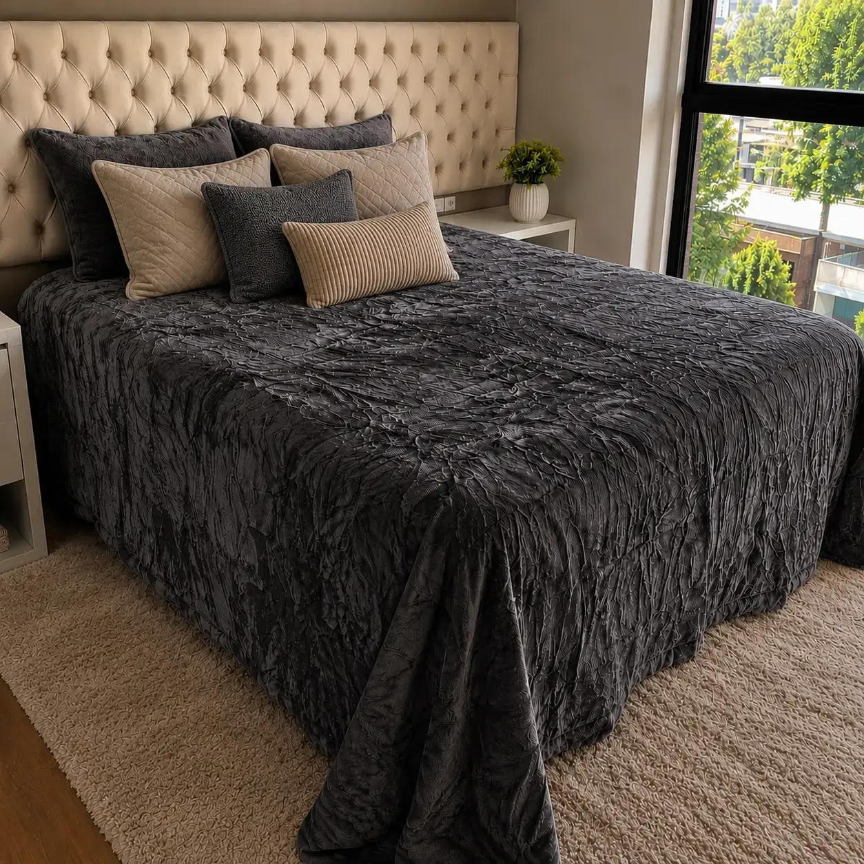 Coberdrom de Plush Queen Preto Imperial Cobertor Luxo Premium