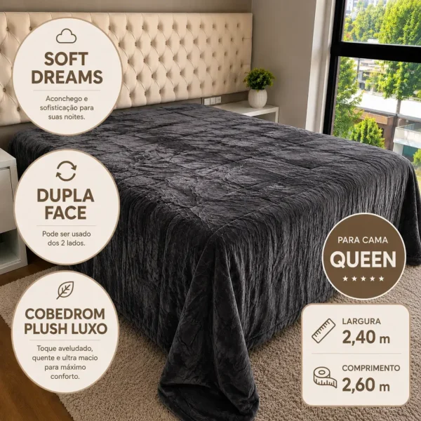 Coberdrom de Plush Queen Chumbo Imperial Cobertor Luxo Premium - 2
