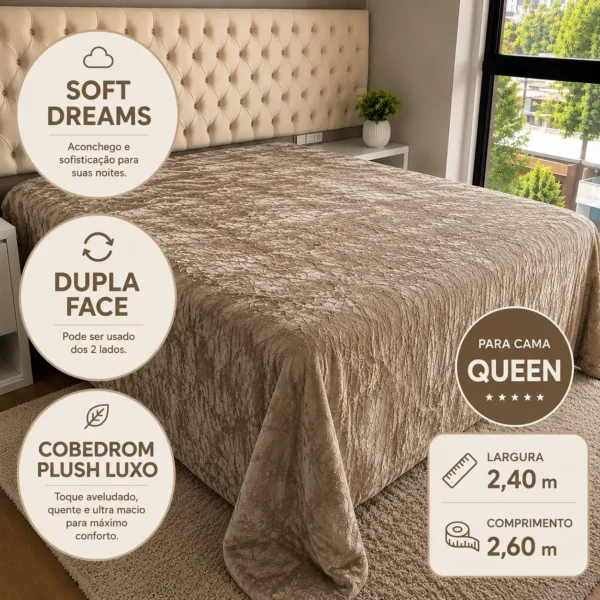 Coberdrom de Plush Queen Cinza Suave Luxo Cobertor Premium - 2