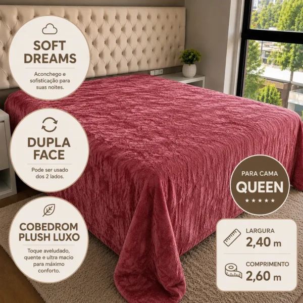 Coberdrom de Plush Queen Rosa Vintage Cobertor Luxo Premium - 2
