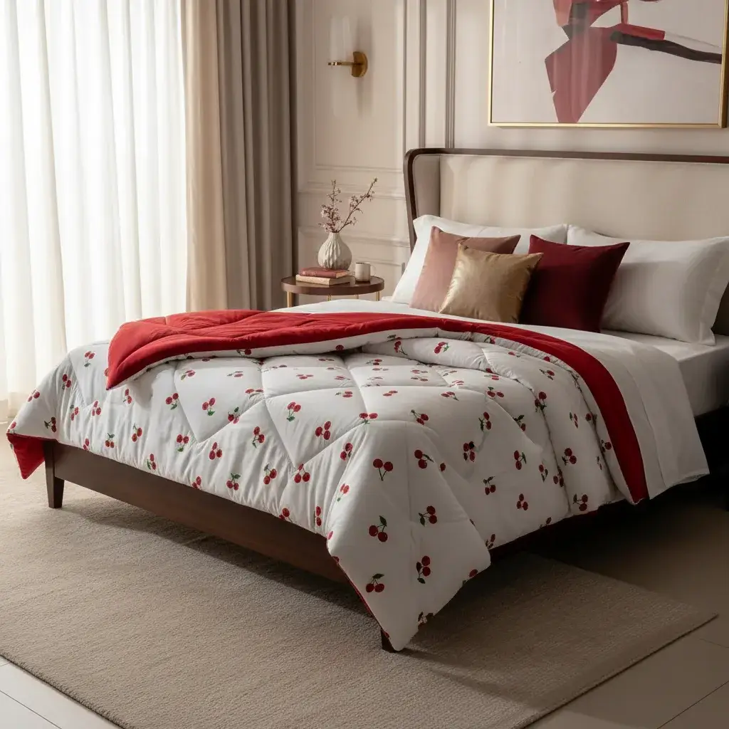 Edredom King de Malha Cereja Vermelho – Colloda