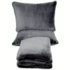 Jogo de Cama 4 Peças Plush Liso Cinza Escuro