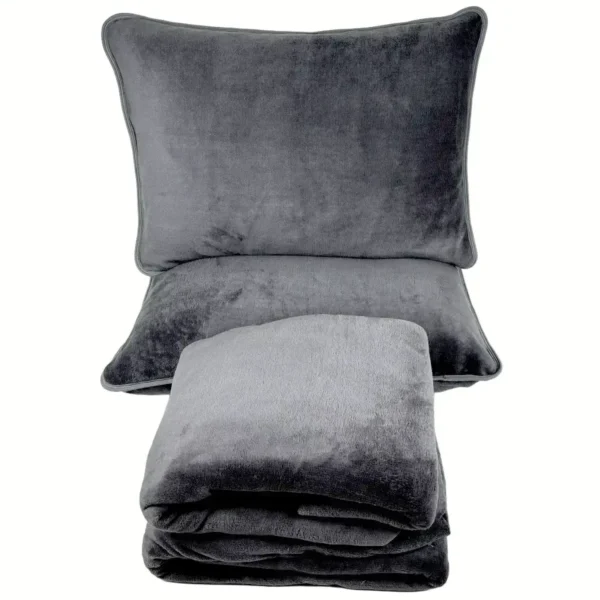 Jogo de Cama 4 Peças Plush Liso Cinza Escuro