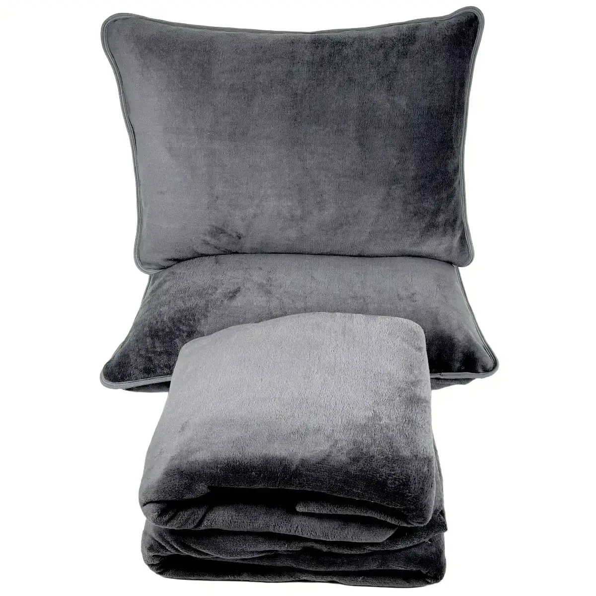 Jogo de Cama Queen 4 Peças Plush Liso Cinza Escuro – Colloda