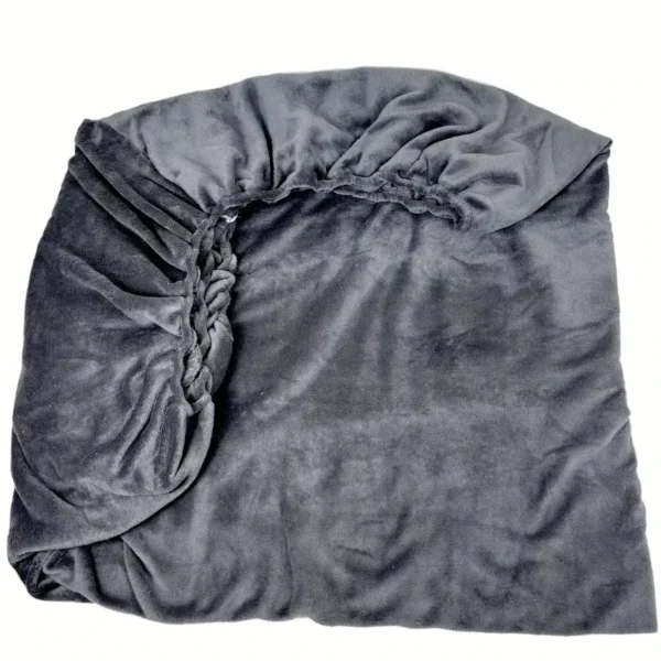 Lençol de Plush com Elástico Cinza Escuro