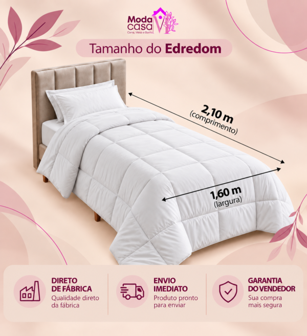 Moda Casa Tamanho do Edredom Solteiro - 160 x 210cm